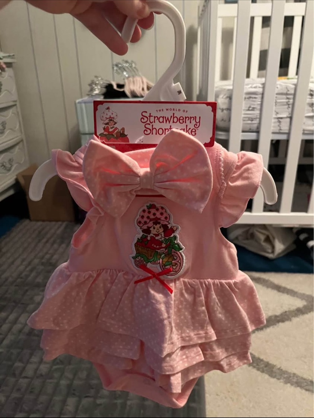 Strawberry Shortcake Pink Baby Dress Romper with Bow